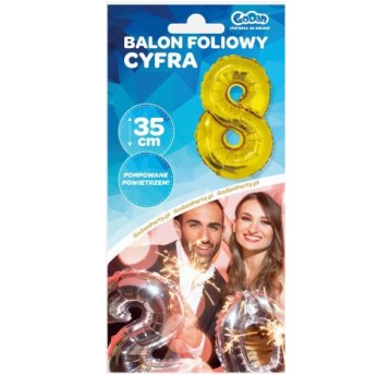 BALON FOLIOWY 35CM CYFRA ZŁOTA 8
