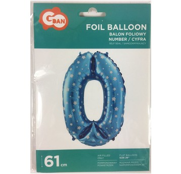 BALON FOLIOWY 61CM CYFRA NIEBIESKA 0
