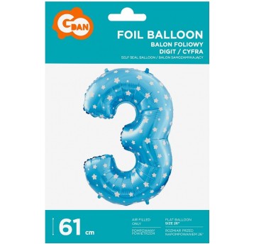 BALON FOLIOWY 61CM CYFRA NIEBIESKA 3