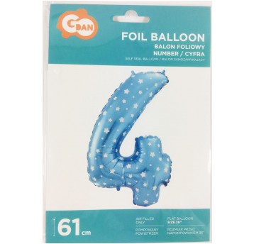 BALON FOLIOWY 61CM CYFRA NIEBIESKA 4
