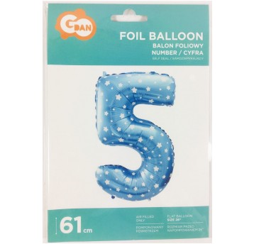 BALON FOLIOWY 61CM CYFRA NIEBIESKA 5