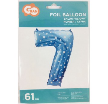 BALON FOLIOWY 61CM CYFRA NIEBIESKA 7