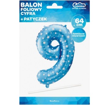 BALON FOLIOWY 61CM CYFRA NIEBIESKA 9