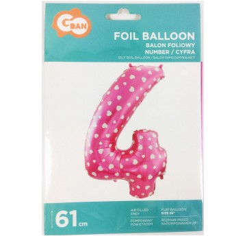 BALON FOLIOWY 61CM CYFRA RÓŻOWA 4