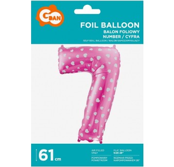 BALON FOLIOWY 61CM CYFRA RÓŻOWA 7