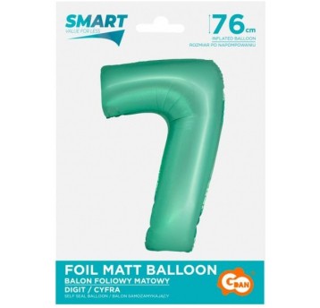 BALON FOLIOWY 76CM MIĘTOWY CYFRA 7
