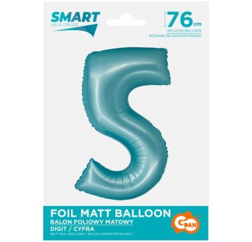 BALON FOLIOWY 76CM NIEBIESKA CYFRA 5