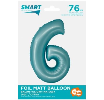 BALON FOLIOWY 76CM NIEBIESKA CYFRA 6
