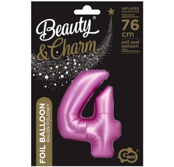 BALON FOLIOWY 76CM RÓŻOWA CYFRA 4