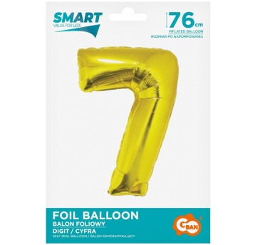 BALON FOLIOWY 76CM ZŁOTY CYFRA 7