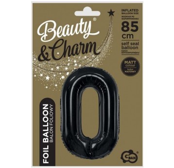 BALON FOLIOWY 85CM CZARNY CYFRA 0