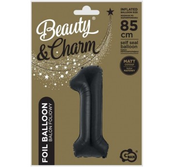 BALON FOLIOWY 85CM CZARNY CYFRA 1