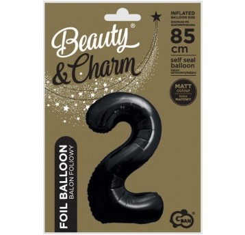 BALON FOLIOWY 85CM CZARNY CYFRA 2