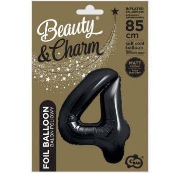 BALON FOLIOWY 85CM CZARNY CYFRA 4