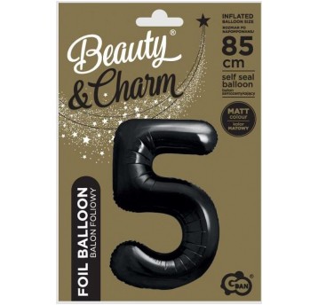 BALON FOLIOWY 85CM CZARNY CYFRA 5