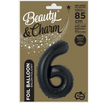 BALON FOLIOWY 85CM CZARNY CYFRA 6