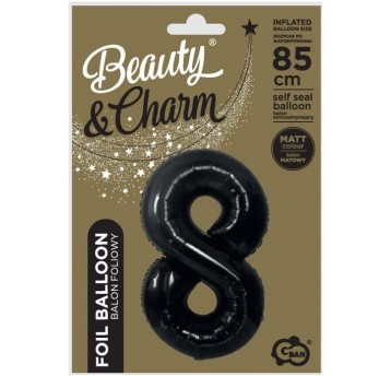 BALON FOLIOWY 85CM CZARNY CYFRA 8
