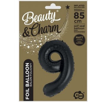 BALON FOLIOWY 85CM CZARNY CYFRA 9