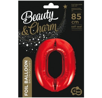 BALON FOLIOWY 85CM CZERWONY CYFRA 0