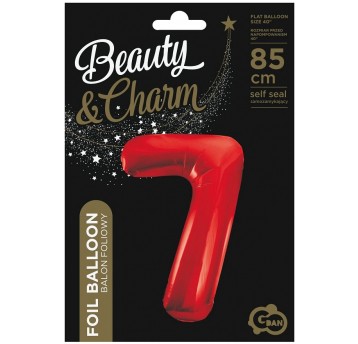 BALON FOLIOWY 85CM CZERWONY CYFRA 7