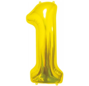 BALON FOLIOWY 85CM ZŁOTY CYFRA 1