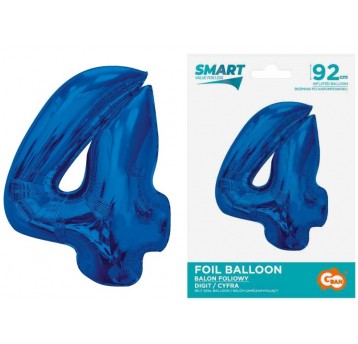 BALON FOLIOWY 92CM NIEBIESKI CYFRA 4