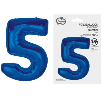 BALON FOLIOWY 92CM NIEBIESKI CYFRA 5