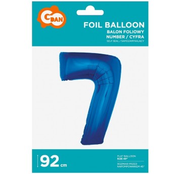 BALON FOLIOWY 92CM NIEBIESKI CYFRA 7