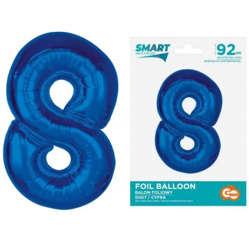 BALON FOLIOWY 92CM NIEBIESKI CYFRA 8