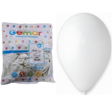 BALON GEMAR PASTEL 10" G90/01 BIAŁY 50 SZT