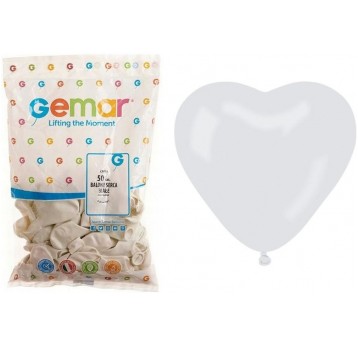 BALON PASTEL CR/01/50 SERCE BIAŁE 25CM