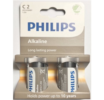 BATERIA LR14 / 2BP ALKALINE PHILIPS