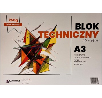 BLOK TECHNICZNY A3 BIAŁY PREMIUM 250G WEKTOR
