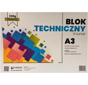 BLOK TECHNICZNY A3 KOLOR PREMIUM 240G WEKTOR