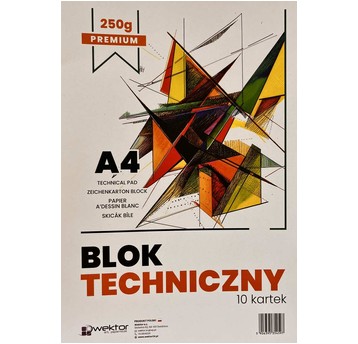 BLOK TECHNICZNY A4 BIAŁY PREMIUM 250G WEKTOR