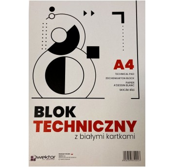 BLOK TECHNICZNY A4 BIAŁY WEKTOR