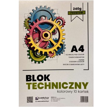BLOK TECHNICZNY A4 KOLOROWY PREMIUM 240G WEKTOR