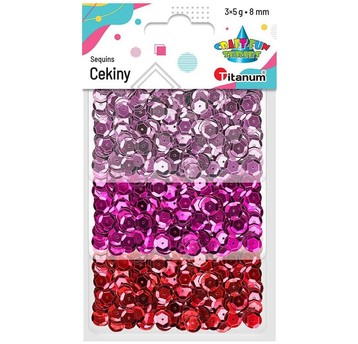 CEKINY 3 X 5G RÓŻOWE, CZERWONE