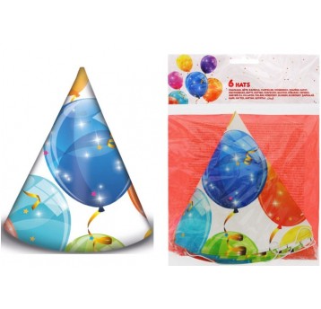 CZAPECZKI URODZINOWE BALONIKI 6 SZT.