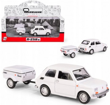 DAFFI - FIAT 126P BIAŁY + PRZYCZEPA KRÓTKA