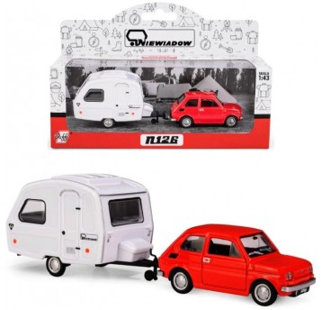 DAFFI - FIAT 126P CZERWONY + PRZYCZEPA KEMPINGOWA