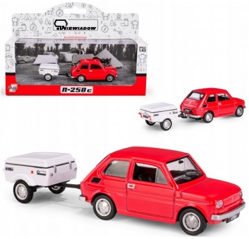 DAFFI - FIAT 126P CZERWONY + PRZYCZEPA KRÓTKA