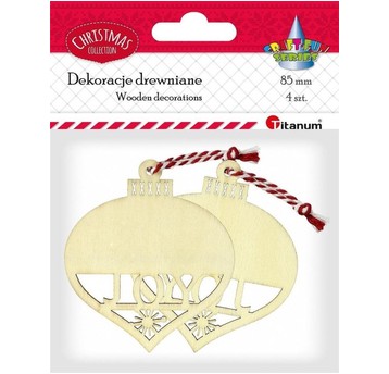 DEKORACJA DREWNIANA BOMBKI 4 SZT.