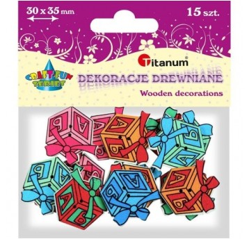 DEKORACJA DREWNIANA PREZENT 15 SZT.
