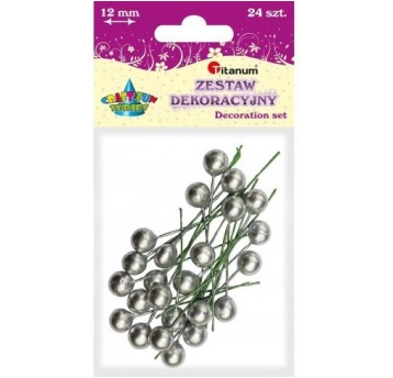 DEKORACJA KULKI NA DRUCIKU SREBRNE 24 SZT.