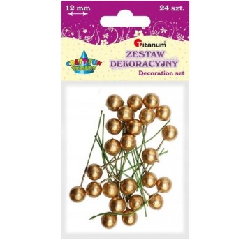 DEKORACJA KULKI NA DRUCIKU ZŁOTE 24 SZT.