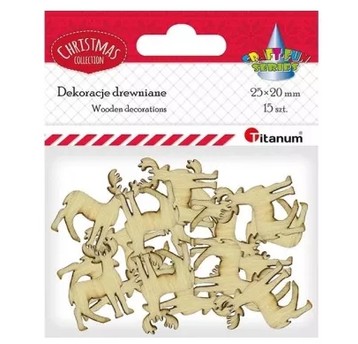 DEKORACJE DREWNIANE RENIFERKI 15 SZT.