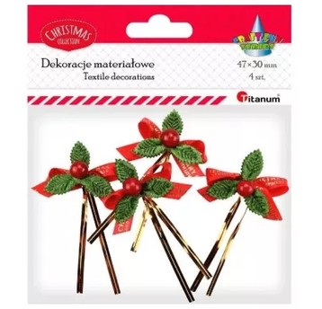 DEKORACJE MATERIAŁOWE ŚWIĄTECZNE 4 SZT.