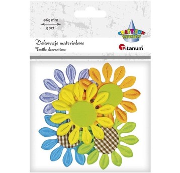 DEKORACJE MATRIAŁOWE KWIATY 5 SZT. 65MM