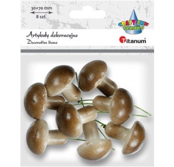 DEKORACJE STYROPIANOWE GRZYBKI NA DRUCIKU 8 SZT.